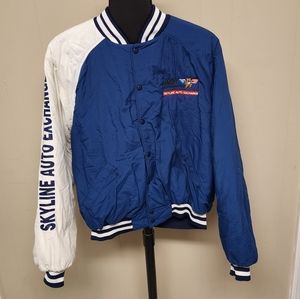 Vintage Dunbrooke Men's XL Skyline Auto Exchange Blue And White Snap Jacket